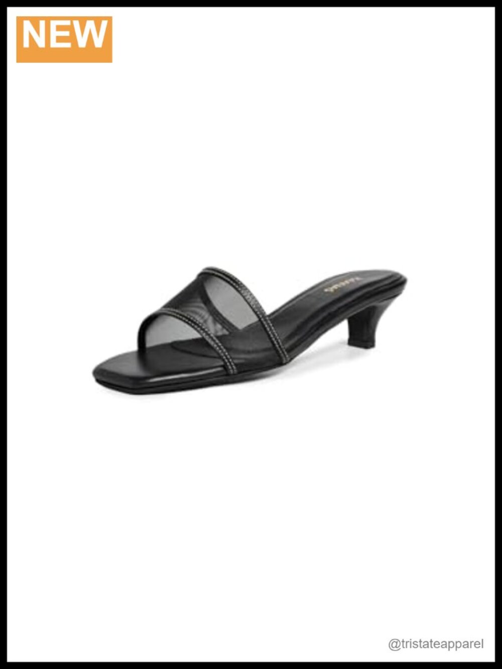 KAANAS Amine Kitten Heel Slingback Sandals Mesh Open Toe